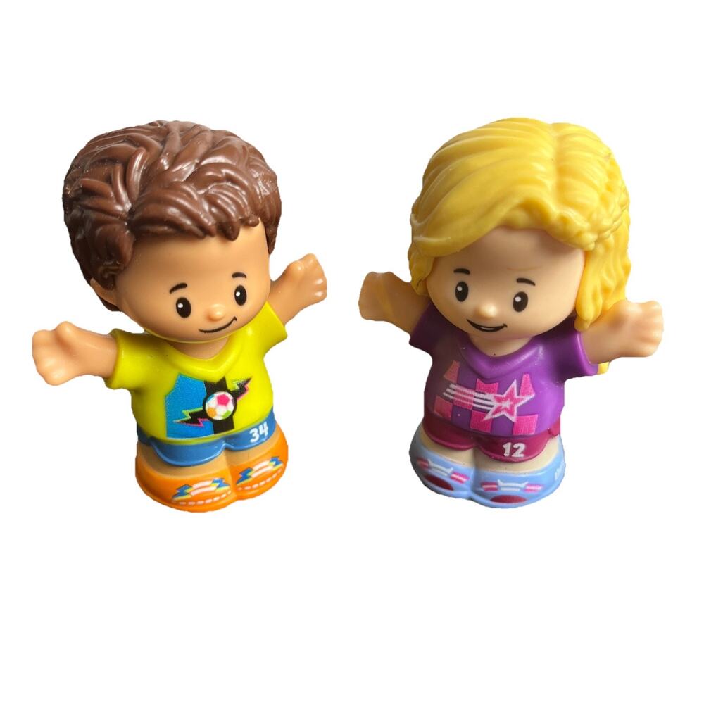 Fisher Price Little People Soccer Players Boy & Girl Figure Sports Euro Football